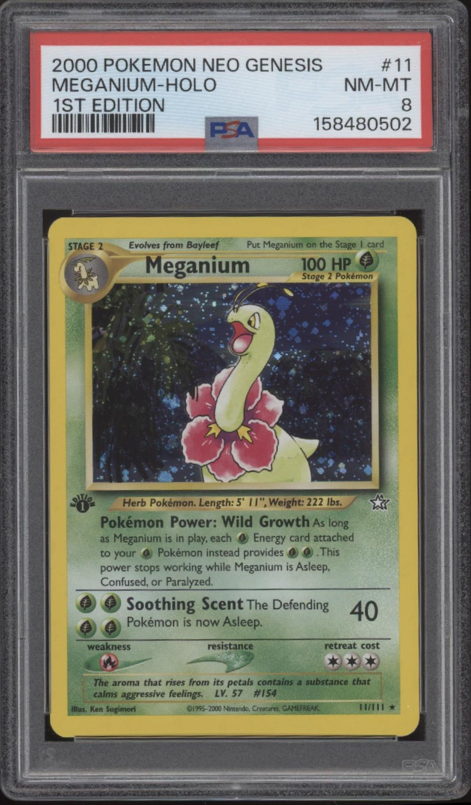 Meganium Pokemon Neo Genesis Holo 1st Edition #11 PSA 8