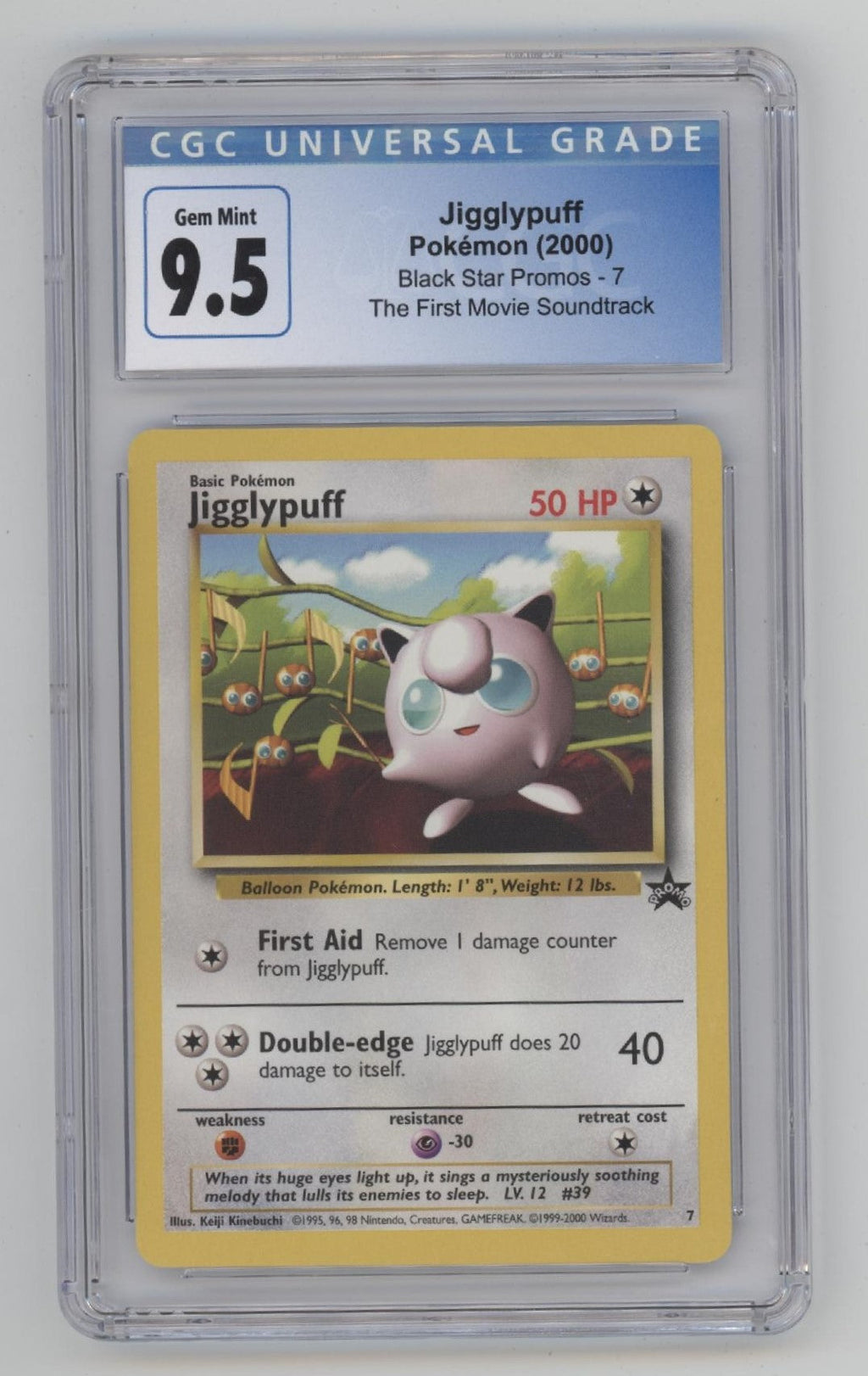 Jigglypuff Pokemon The First Movie Soundtrack Black Star Promo #7 CGC 9.5
