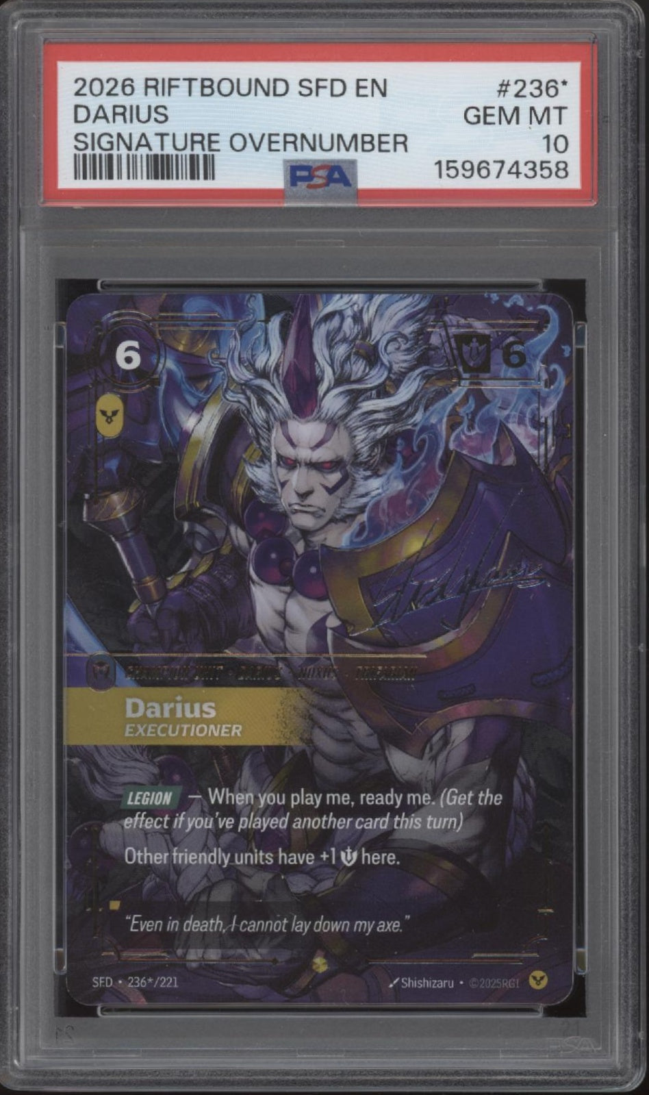 Darius Riftbound Spiritforged Signature Overnumber #236 PSA 10