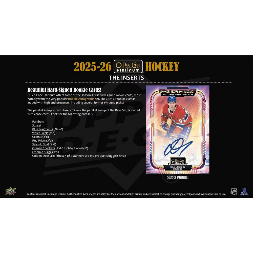 2025-26 Upper Deck O-Pee-Chee Platinum Hockey Hobby Box *Contact Us To Order*