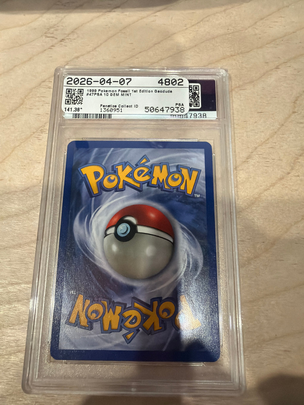 PSA 10 1999 Pokemon Geodude 1st Edition Fossil