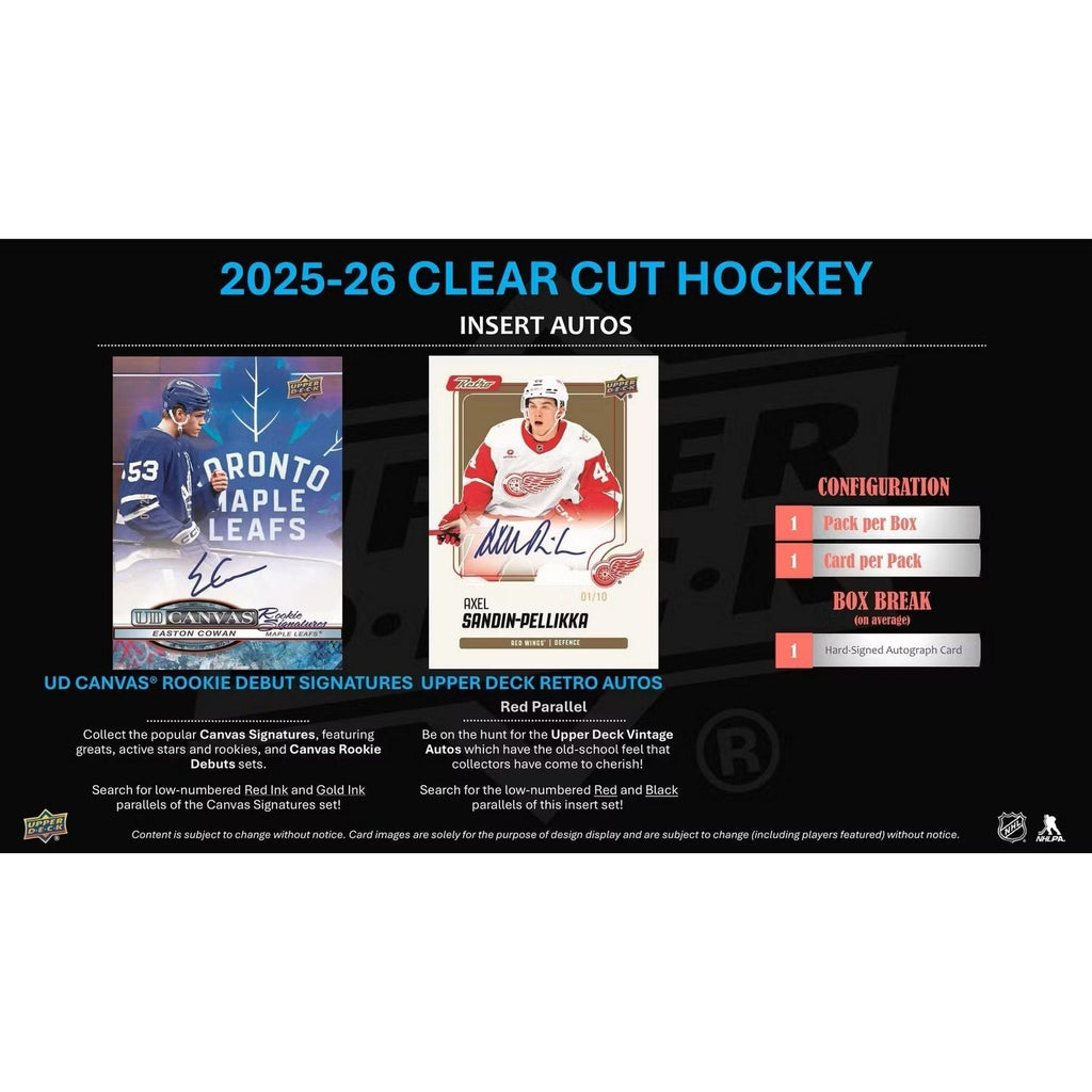 2025-26 Upper Deck Clear Cut Hockey Hobby Box *Contact Us To Order*