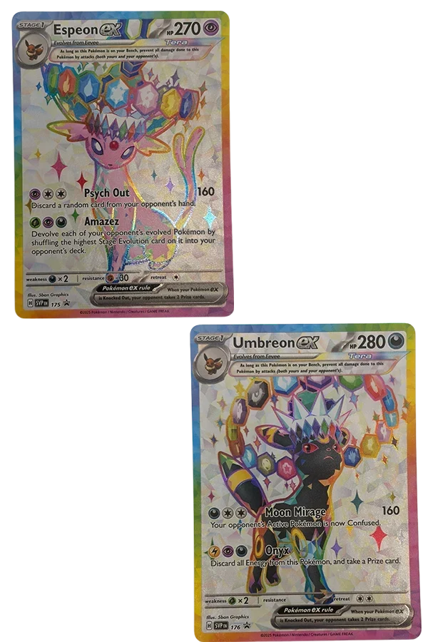 Espeon & Umbreon EX SVP 175 & 176 -  Black Star Promo NM